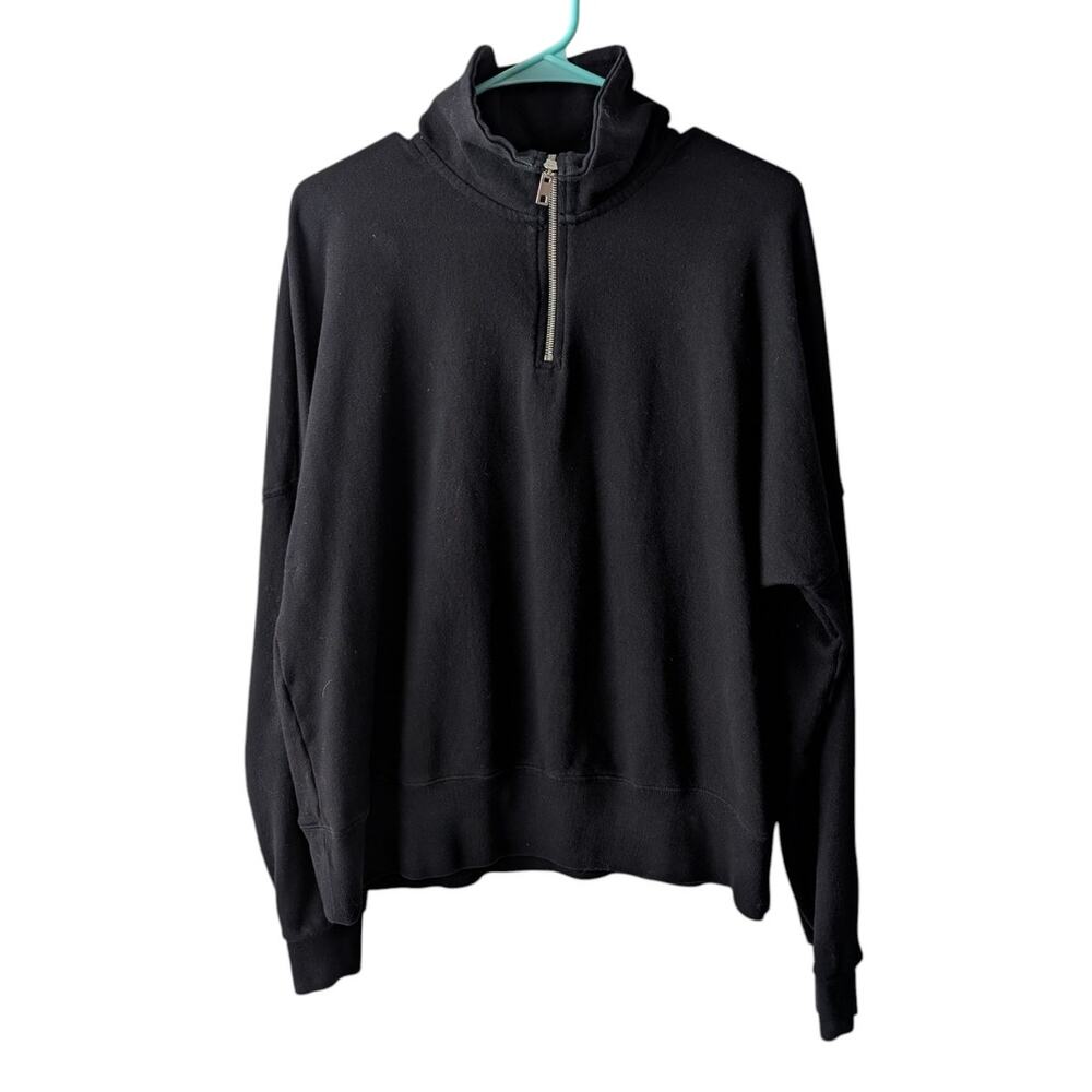 perfectwhitetee black Maren half zip pullover